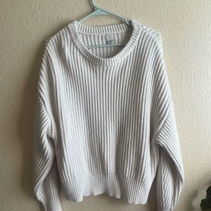 white knit sweater
